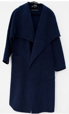 Zara Navy Blue Oversized Drape Coat